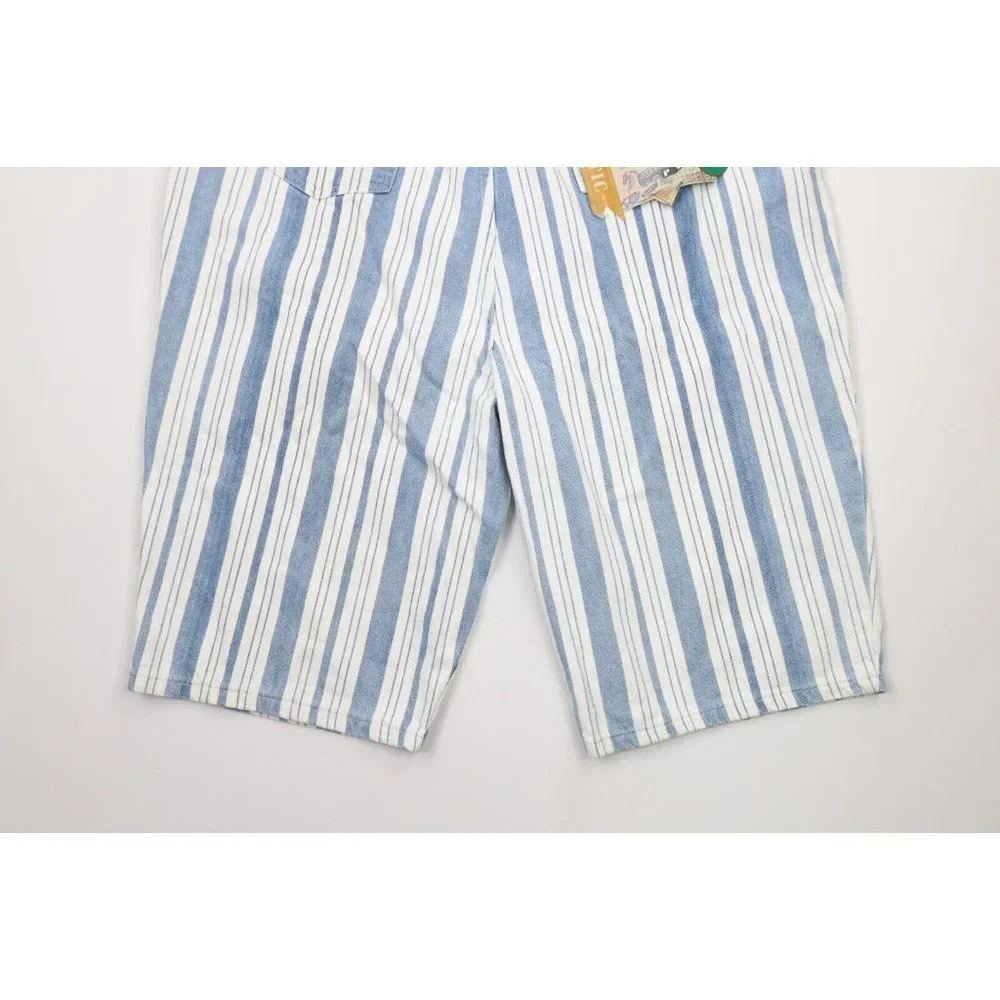 NOS Vintage 90s Streetwear Womens 26 Plus Striped Baggy Fit Denim Shorts Jorts